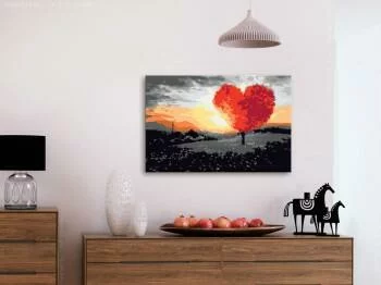 Obraz do samodzielnego malowania - Drzewo w kształcie serca (wschód słońca) - obrazek 2