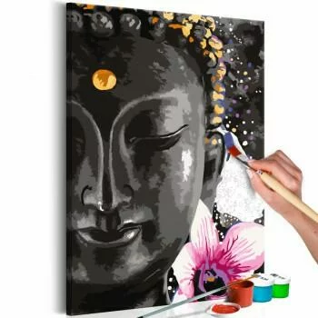 Obraz do samodzielnego malowania - Budda i kwiat