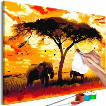 Obraz do samodzielnego malowania - Afryka o zachodzie słońca
