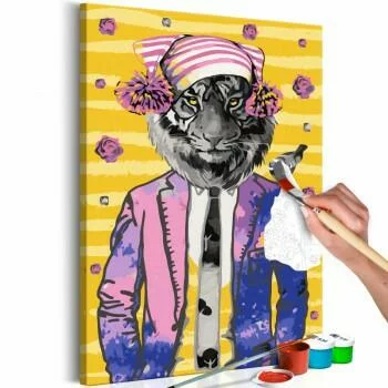 Obraz do samodzielnego malowania - Tygrys w czapce
