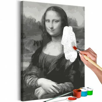 Obraz do samodzielnego malowania - Czarno-biała Mona Lisa