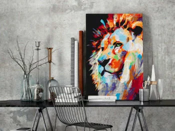 Obraz do samodzielnego malowania - Portret kolorowego lwa - obrazek 2