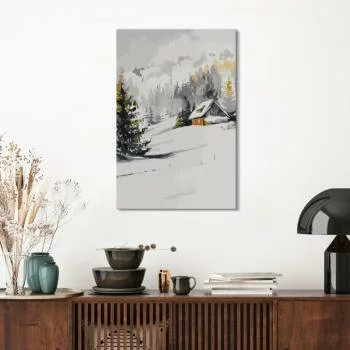 Obraz do samodzielnego malowania - Zimowy domek