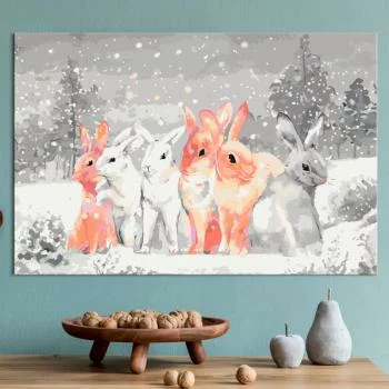 Obraz do samodzielnego malowania - Zimowe króliczki - obrazek 2