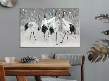 Obraz do samodzielnego malowania - Rodzina bocianów