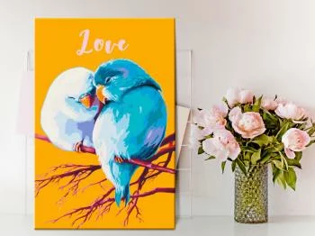 Obraz do samodzielnego malowania - Zakochane papugi