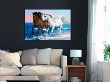 Obraz do samodzielnego malowania - Konie nad morzem - obrazek 2