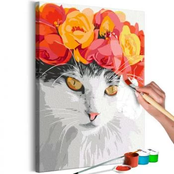 Obraz do samodzielnego malowania - Kwiecisty kot