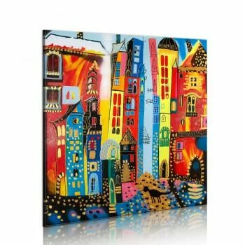 Obraz ręcznie malowany - kolorowe domki