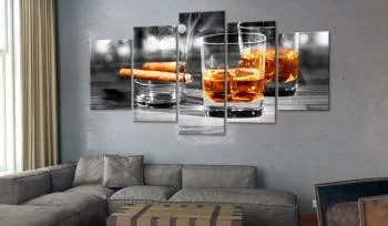 Obraz - Cygara i whisky (5-częściowy) szeroki