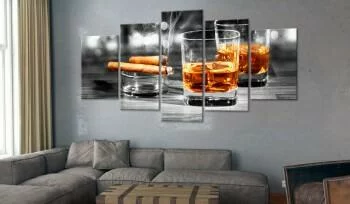 Obraz - Cygara i whisky (5-częściowy) szeroki - obrazek 2