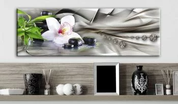 Obraz - Kompozycja Zen: bambus, orchidea i kamienie - obrazek 2