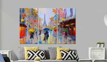 Obraz ręcznie malowany Paryż w deszczu