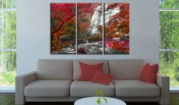 Obraz - Piękny Wodospad: Jesienny las