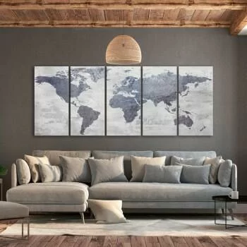 Obraz - Betonowa mapa świata (5-częściowy) wąski - obrazek 2