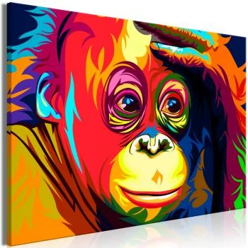 Obraz - Kolorowy orangutan (1-częściowy) szeroki