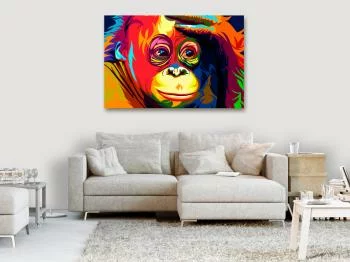 Obraz - Kolorowy orangutan (1-częściowy) szeroki