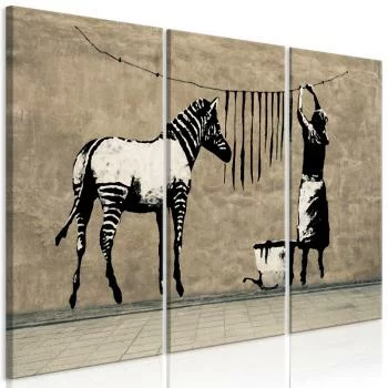 Obraz - Banksy: Pranie zebry na betonie (3-częściowy)