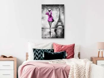 Obraz - Paryska kobieta (1-częściowy) pionowy różowy