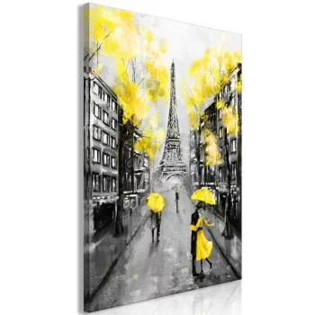 Obraz - Paryskie rendez-vous (1-częściowy) pionowy żółty