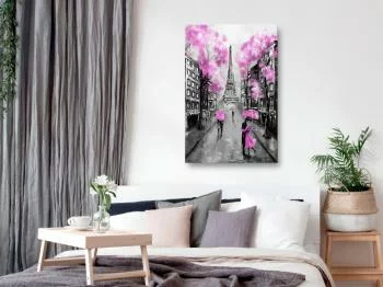 Obraz - Paryskie rendez-vous (1-częściowy) pionowy różowy