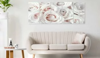 Obraz - Atłasowa róża (5-częściowy) wąski różowy
