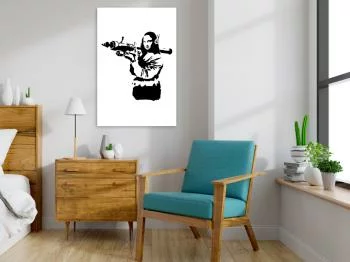 Obraz - Banksy Mona Lisa with Rocket Launcher (1-częściowy) pionowy - obrazek 2