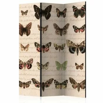 Parawan 3-częściowy - Styl retro: Motyle [Parawan]