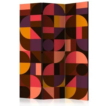 Parawan 3-częściowy - Geometryczna mozaika (czerwony)