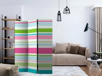 Parawan 3-częściowy - Bright stripes - obrazek 2