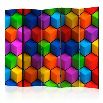 Parawan 5-częściowy - Kolorowe pola geometryczne