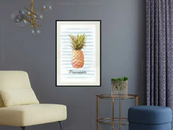 Plakat - Ananas na pasiastym tle - obrazek 2