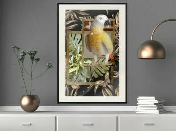 Plakat - Kompozycja ze złotą papugą