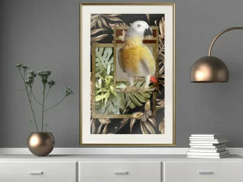 Plakat - Kompozycja ze złotą papugą