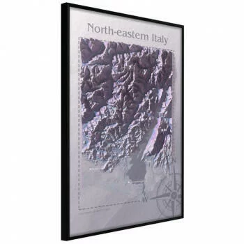 Plakat - Mapa reliefowa: Północno-wschodnie Włochy