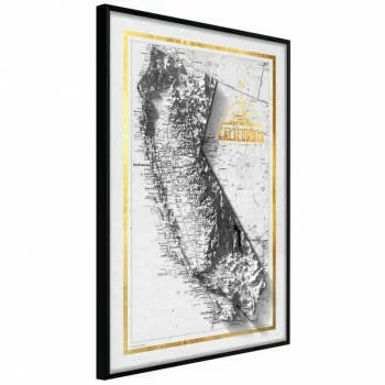 Plakat - Mapa reliefowa: Kalifornia