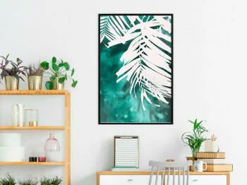 Plakat - Biała palma na turkusowym tle