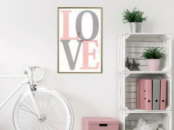 Plakat - Szaro-różowe Love - obrazek 2
