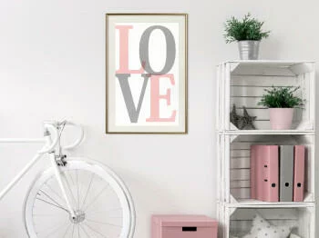 Plakat - Szaro-różowe Love