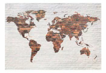 Fototapeta - Mapa świata: Ceglany mur - obrazek 2