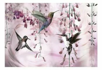 Fototapeta - Latające kolibry (różowy)