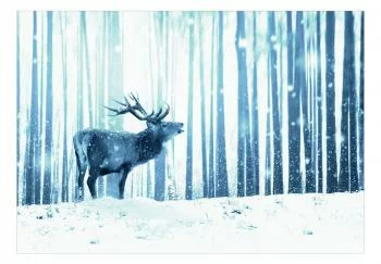Fototapeta - Jeleń na śniegu (niebieski) - obrazek 2