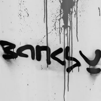 Tapeta Banksy szary kolaż