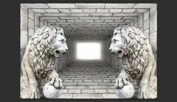 Fototapeta 3D - Kamienne lwy - obrazek 2