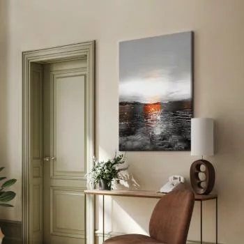 Obraz - Odbicie barw (1-częściowy) - zachód słońca w malowanej abstrakcji tła - obrazek 5