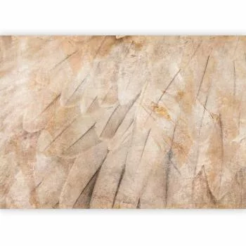 Fototapeta - Skrzydła ptaka - minimalistyczne zbliżenie na beżowe pióra z deseniem - obrazek 2