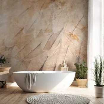 Fototapeta - Skrzydła ptaka - minimalistyczne zbliżenie na beżowe pióra z deseniem - obrazek 6