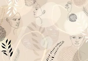 Fototapeta - Beżowa grafika liniowa