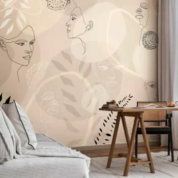 Fototapeta - Beżowa grafika liniowa - obrazek 6