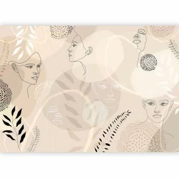 Fototapeta - Beżowa grafika liniowa - obrazek 2